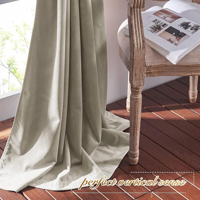 NICETOWN Camel Velvet Curtains 72 Inch Long 52 Wide, Room Darkening Temp - Image 6