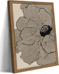 Framed Abstract Floral Wall Art, Neutral Line Flower Canvas Wall Decor Painting by Unknown