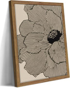 Framed Abstract Floral Wall Art, Neutral Line Flower Canvas Wall Decor Painting by Unknown