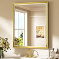 Keonjinn 30" x 36" Gold Bathroom Mirror, Beveled Edge Tempered Glass, by Keonjinn