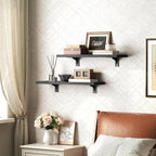 HOOBRO Floating Shelves for Wall, 15.4" Wall Mounted Shelves Set of 2, Hanging - Image 5