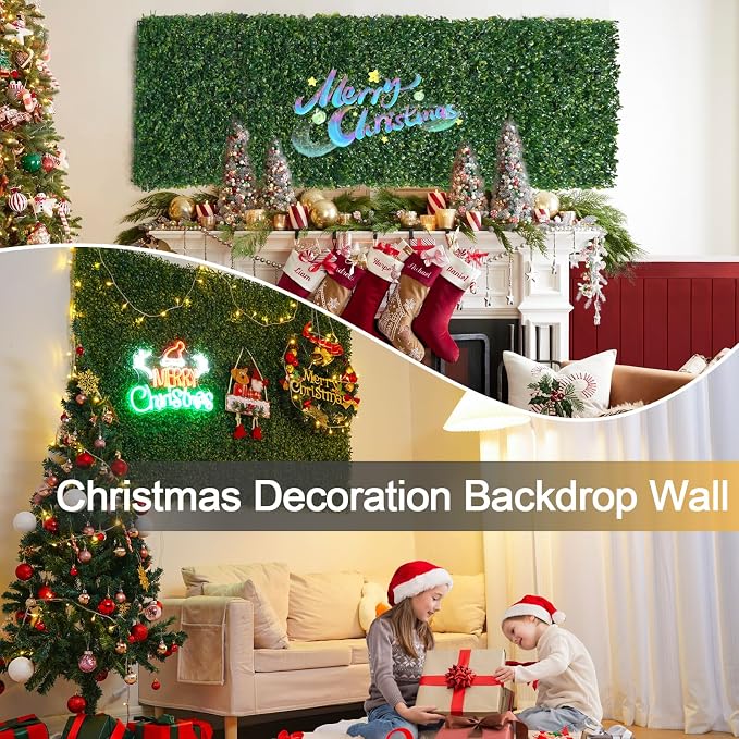 Luyue 24PCS 20”×20” Boxwood Panels, Artificial Grass Wall Panels Fake Greenery - Image 2