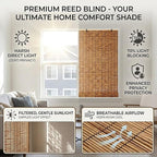 Bamboo Blinds Outdoor Patio, Natural Retro Reed Roll Up Shades - Image 3