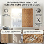 Bamboo Blinds Outdoor Patio, Natural Retro Reed Roll Up Shades - Image 3