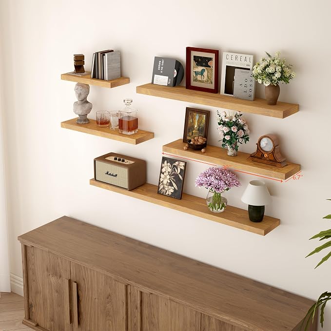 BGMG Wood Floating Shelves for Wall 30 inch Set of 2, Rustic Wooden Wall Mount - Image 4
