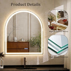 BEAUTYPEAK 34x30 LED Arch Bathroom Mirror - Image 6