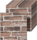 20 PCS 3D Wall Panels Peel and Stick Faux Foam 11.8"*11.8" Red Brick Color by Umedol