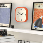 JONES CLOCKS® Pulsar wall Clock | Square Rounded Retro Clock | 10 inch | Orange - Image 5