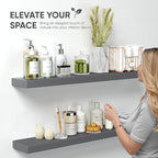 Homeforia 36 inch Gray Floating Shelves, High End Solid Real Wood 36inch - Image 3