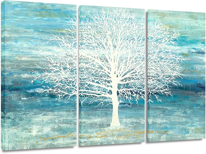 Yihui Arts Teal and Blue Canvas Wall Art by YihuiArts