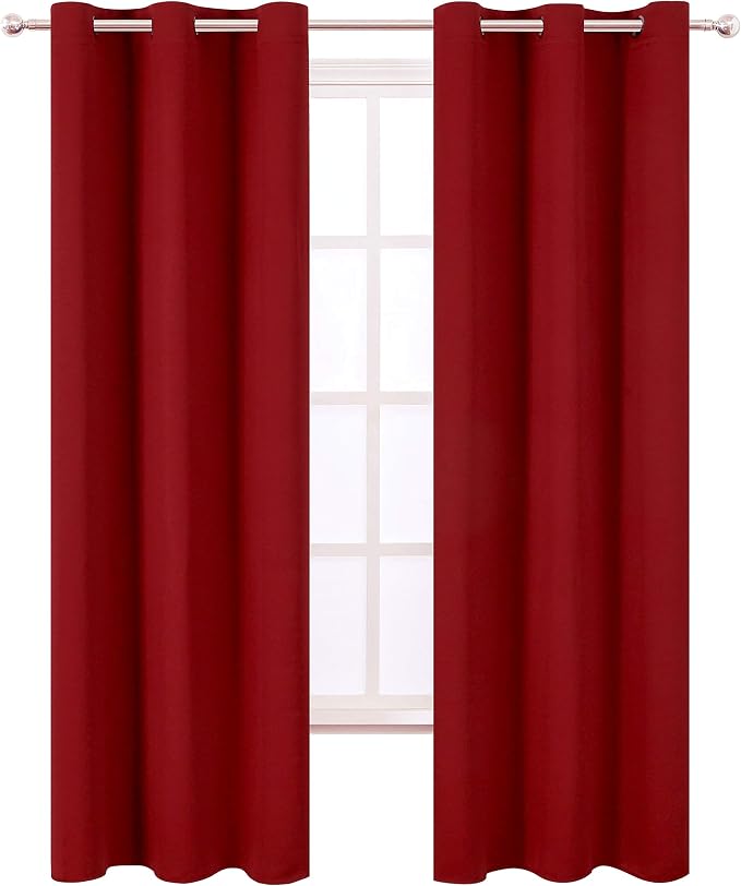 LEMOMO Red Thermal Blackout Curtains/42 x 95 Inch/Set of 2 Panels Room - Image 2
