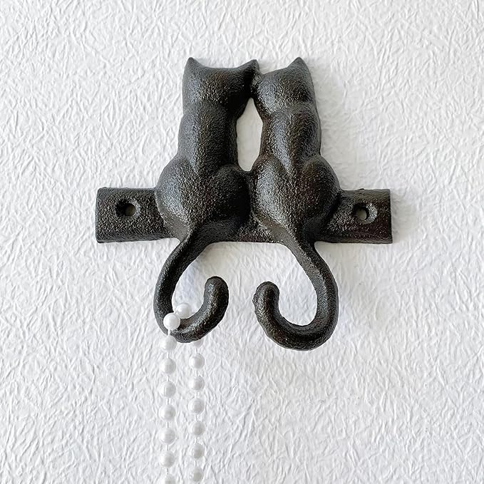 Rustic Cat-Shaped Decorative Wall Hook Rack Hangers - Image 6