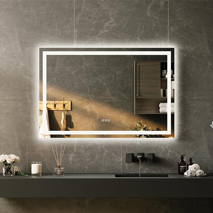 LED Bathroom Mirror 45 x 30 inch, Lighted Bathroom Vanity Mirror - Image 2