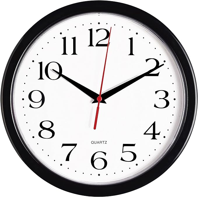 Bernhard Products Black Wall Clock Silent Non Ticking 10 Inch Quality Quartz by BernhardProducts