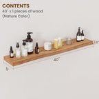 Floating Shelves for Wall Decor, Rustic Solid Elm Wood Live Edge Floating - Image 2