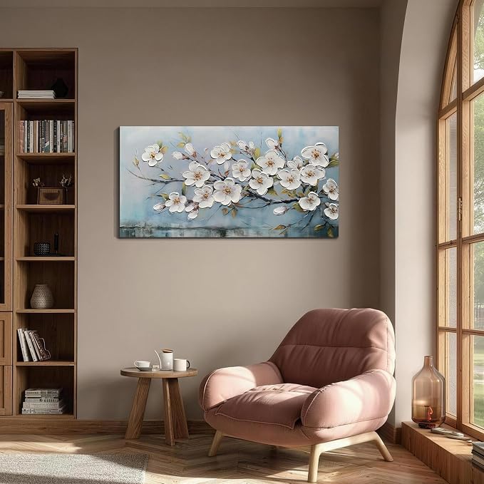 Anolyfi White Textured Flowers Wall Art - Image 2