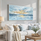 Extra Large Framed Blue Gold Abstract Wall Art - Image 2