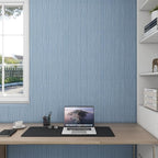 Grasscloth Textured Wallpaper Dark Blue Linen Thick 24" X 394" Fabric Contact - Image 2