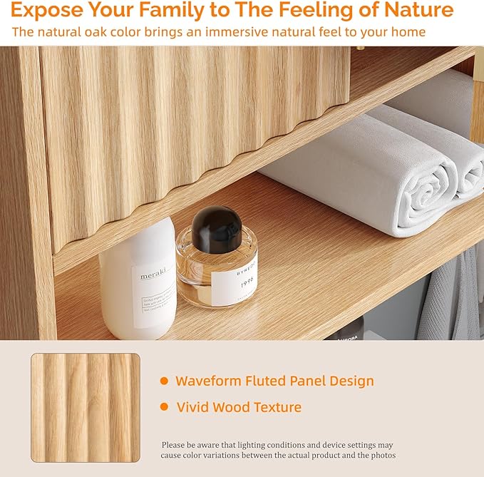 VINGLI Fluted Modern Medicine Cabinet, Bathroom Wall Cabinet Over Toilet Storage - Image 5