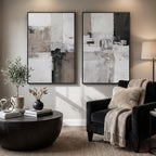 Framed Abstract Black and White Brown Wall Art - Image 8