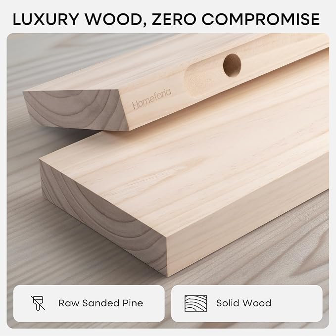 Homeforia 36 inch Wood Floating Shelves, High End Solid Natural Wood 36inch - Image 4