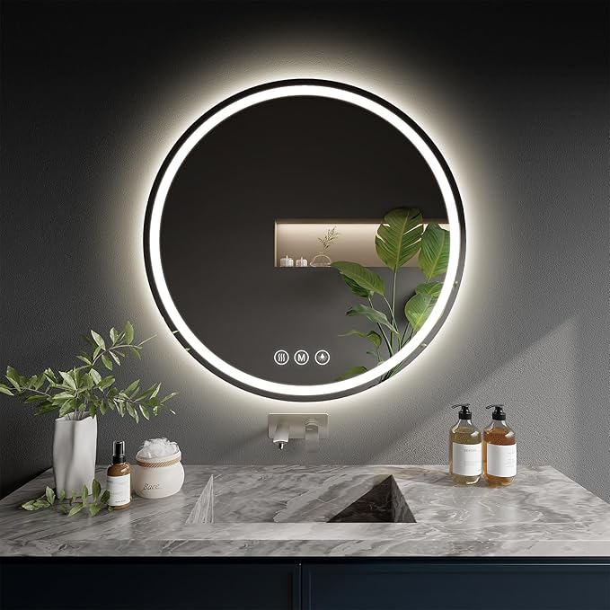 LED Bathroom Mirror 20 Inch Round Bathroom Mirror by WISSMILESHOME
