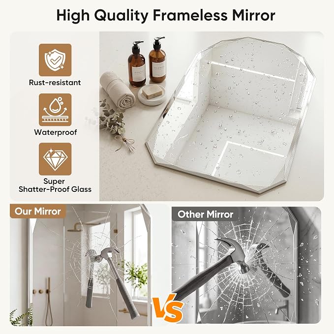 Suidia Bathroom Mirror, Frameless Bathroom Mirror - Image 6