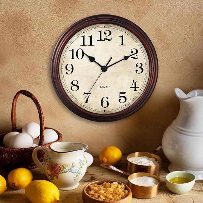 Wall Clock, 9 Inch Silent Non Ticking Classic Battery Operated Clocks, - Image 4