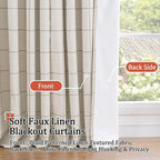 Lajode Brown Plaid Linen Blackout Curtains - Image 3