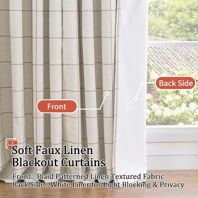 Lajode Brown Linen Blackout Curtains - Image 3