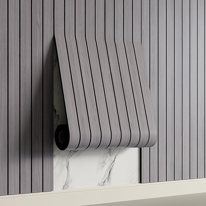 Yutianli PVC Slat Wall Panel Peel and Stick 118"x 15.7" Faux Wood Slat Panel by Yutianli