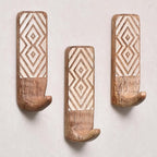 IndianShelf 10 LB- 6 Pieces Decorative Wood Adhesive Wall Hooks–Boho Peel and by IndianShelf