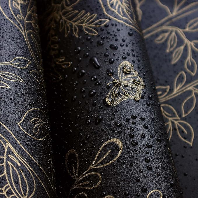 Froluya Black and Gold Wallpaper Peel and Stick Wallpaper 17.7"x196.8" Vintage - Image 4