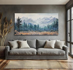 Anolyfi Foggy Forest Mountain Canvas Wall Art, Nature Tree Landscape Painting - Image 2