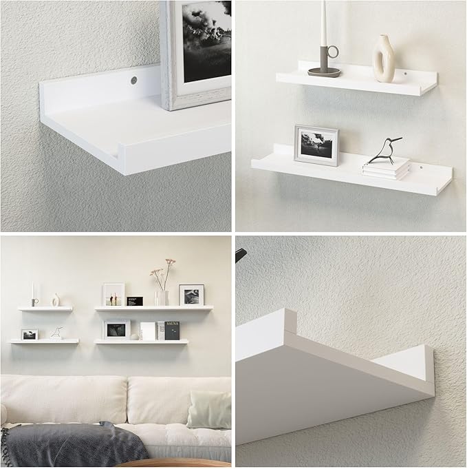 Boswillon 70.9 Inches Long Floating Shelves, 2 Set White Wall Shelf - Image 5