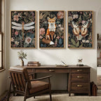 Framed Vintage Botanical Animal Wall Art Set of 3, Dark Floral Butterfly - Image 6