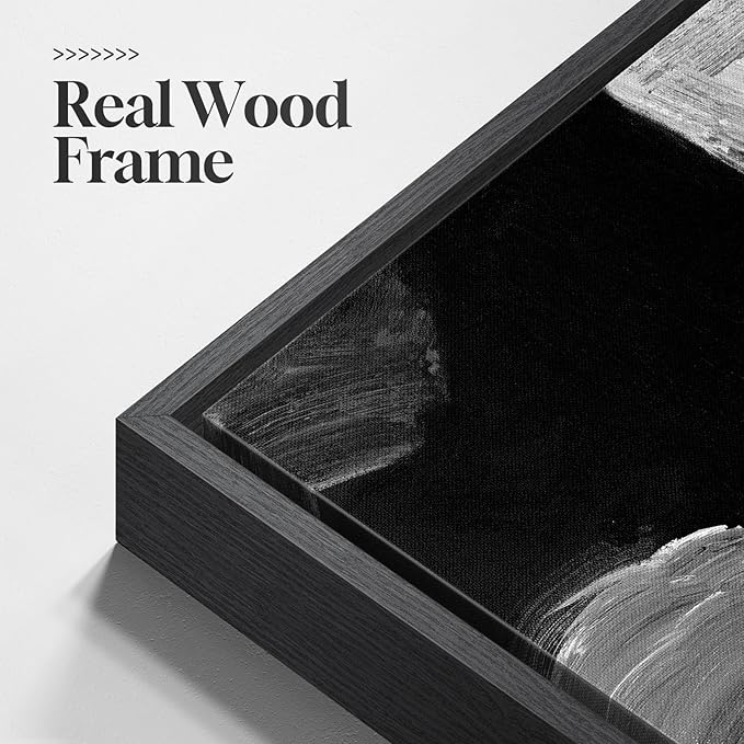 Large Framed Black and White Gray Abstract Wall Art - Image 5