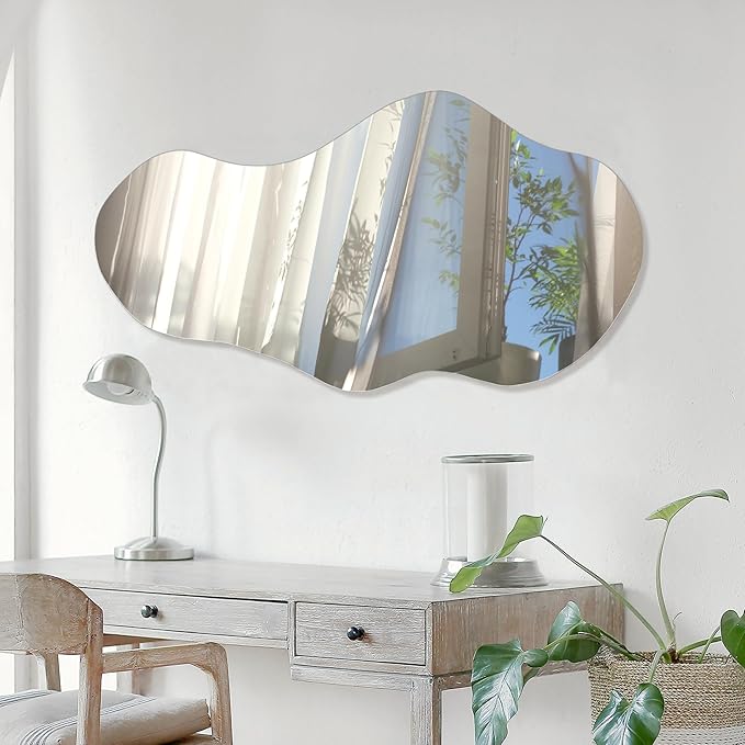 PERFNIQUE Irregular Wall Mirror Asymmetrical Mirror, Cloud Frameless, Wall - Image 5