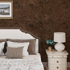 Wallercity 17.5''x236'' Brown Floral Leaves Flocking Fabric Wallpaper Peel and - Image 8