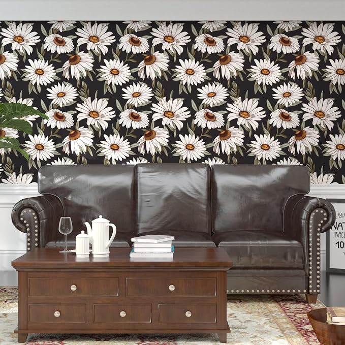 Laatse Boho Wallpaper Peel and Stick Dark Floral Contact Paper 17.5in x 118in - Image 9