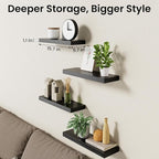 BAYKA Floating Shelves for Wall, 15.7in Wall Mounted Rustic Wood Shelves for - Image 8