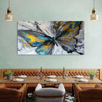 Abstract Butterfly Wall Art Teal Grey Yellow Butterfly Wall Decor Modern Marble - Image 4