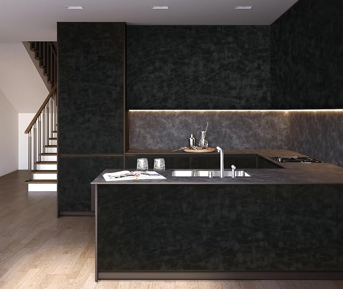 Yasinet Peel and Stick Wallpaper Black Removable Wallpaper Modern Black Contact - Image 7