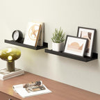 Boswillon Floating Shelves Wall Mounted Set of 2, Modern Black Wall Shelves - Image 2