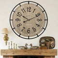 24 Inch Large Farmhouse Wall Clock, Metal Rustic Wood by Unknown