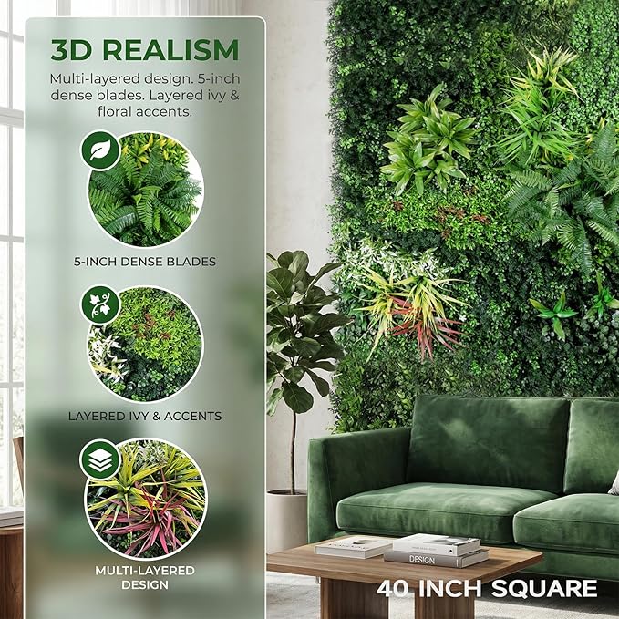 Artificial Plant Wall Panels, Faux Grass Ivy Privacy Screen Fence, Grass Wall - Image 2