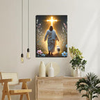 Jesus and Lamb Canvas Wall Art Christian Cross Jesus Walking Toward Light Wall - Image 5