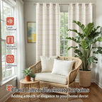 Lajode Sage Green Plaid Linen Blackout Curtains - Image 2