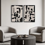 Large Framed Black and Beige Abstract Wall Art, Modern Art Prints Pictures - Image 3