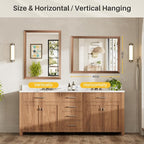 40x30 Inch Bathroom Mirror for Wall, Anti-Rust Walnut Wood Grain Metal Framed - Image 7